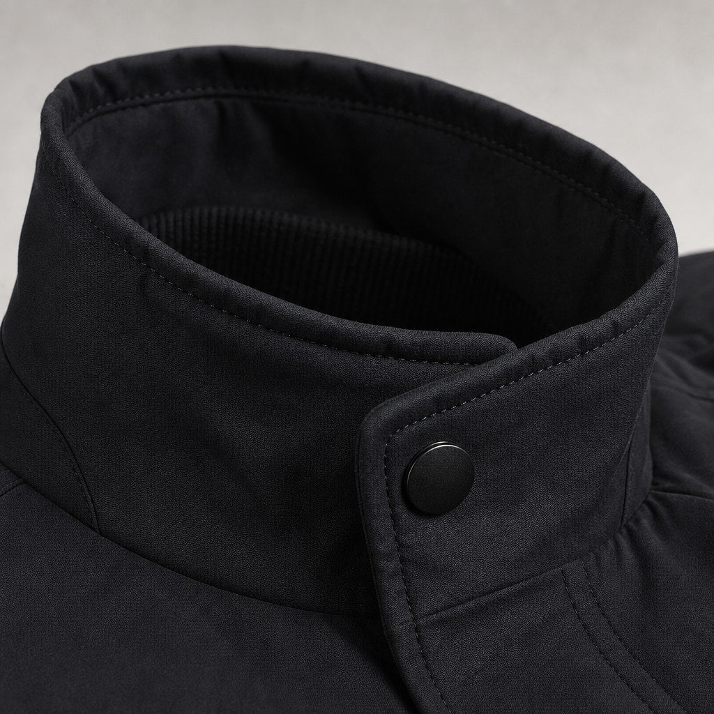 Coats Fleece Lined Structured Coat Black – Fabric and Detail Close-Up