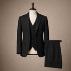 Herringbone Waistcoat Single Breasted Black – Product Photo