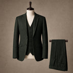 Herringbone Waistcoat Single Breasted Dark Green – Product Photo
