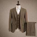 Herringbone Waistcoat Single Breasted Khaki – Product Photo