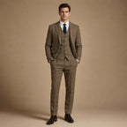 Herringbone Waistcoat Single Breasted in Khaki – Tarlano Premium Menswear