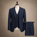 Herringbone Waistcoat Single Breasted Navy – Product Photo