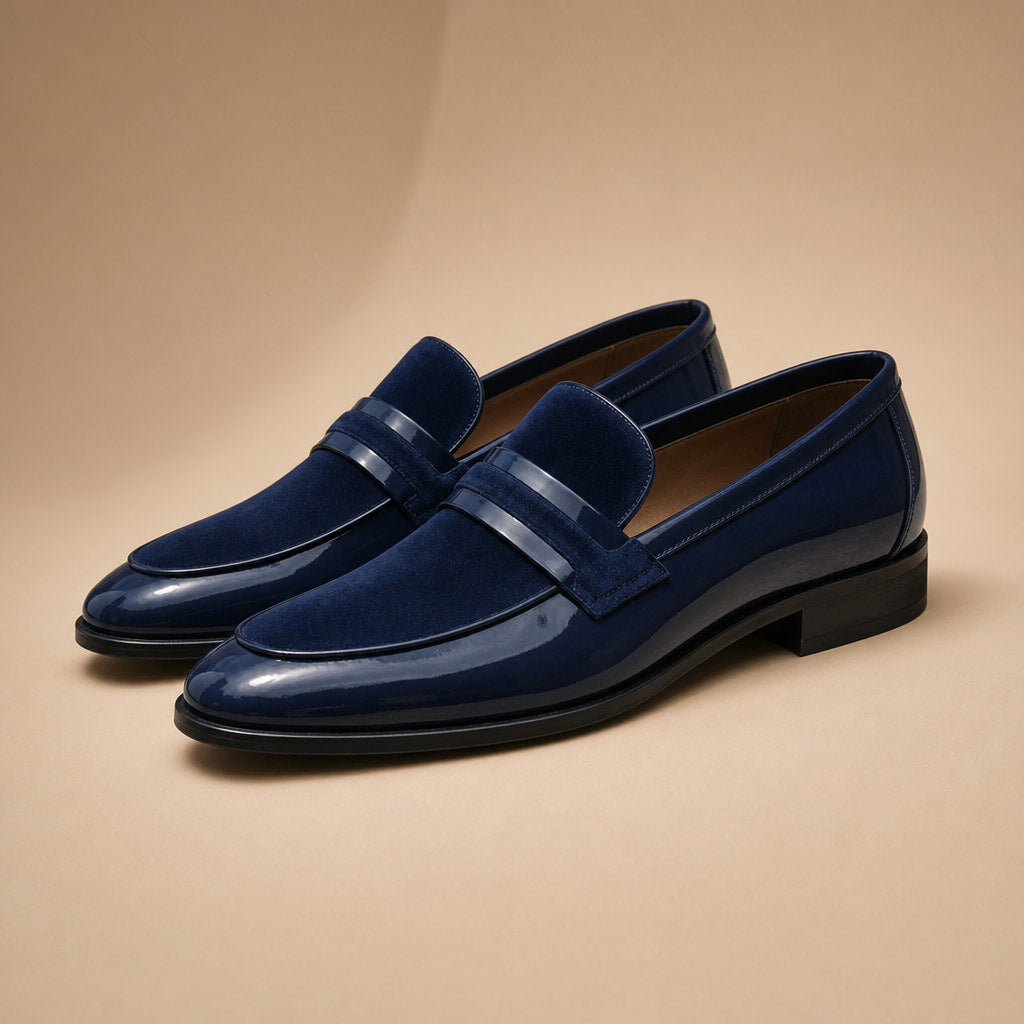 Loafer Shoes Leather Slip On Blue – Product Photo