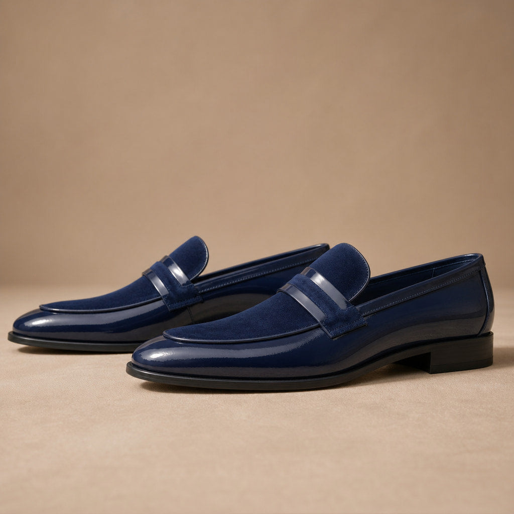 Loafer Shoes Leather Slip On in Blue – Tarlano Premium Menswear