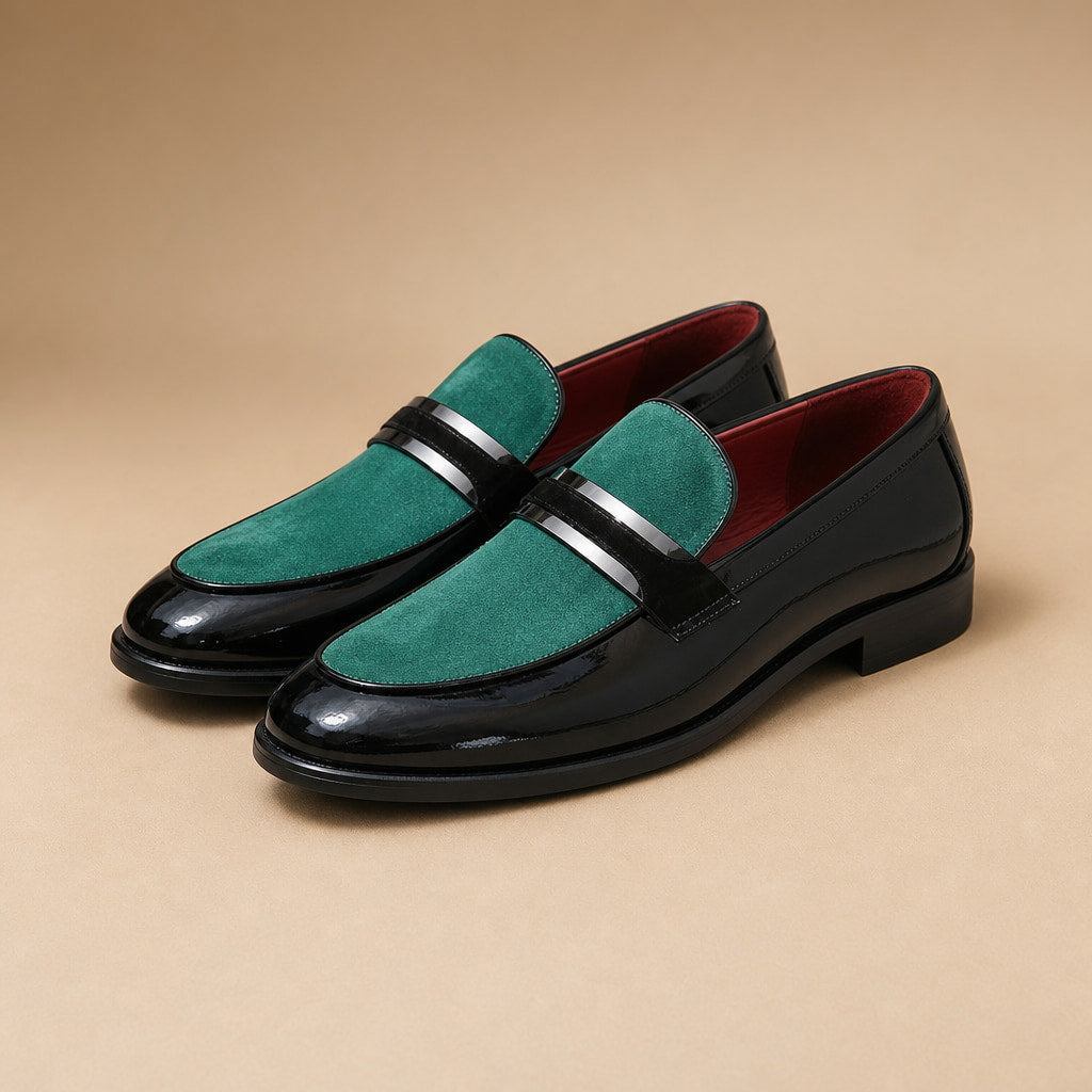 Loafer Shoes Leather Slip On Green – Product Photo