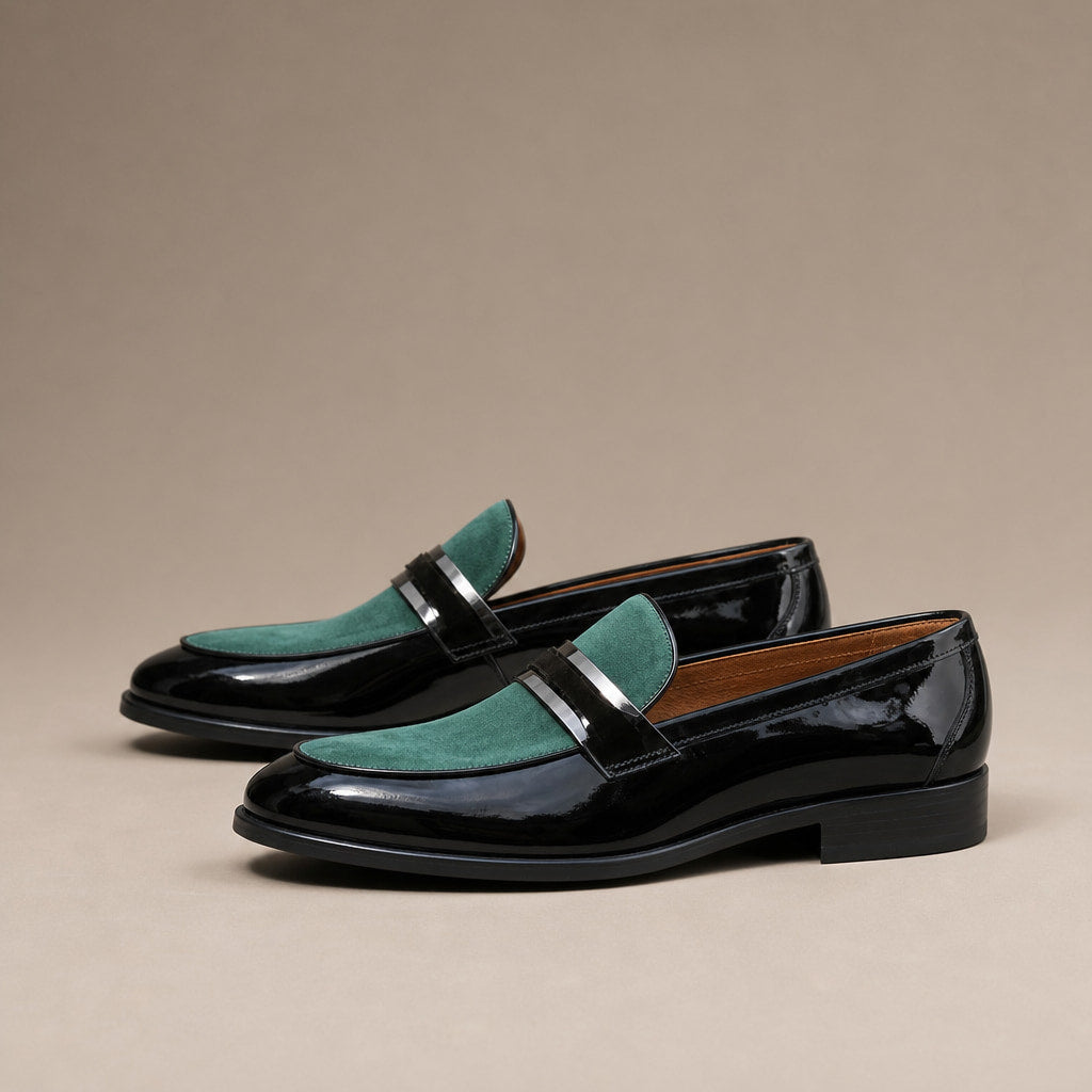 Loafer Shoes Leather Slip On in Green – Tarlano Premium Menswear