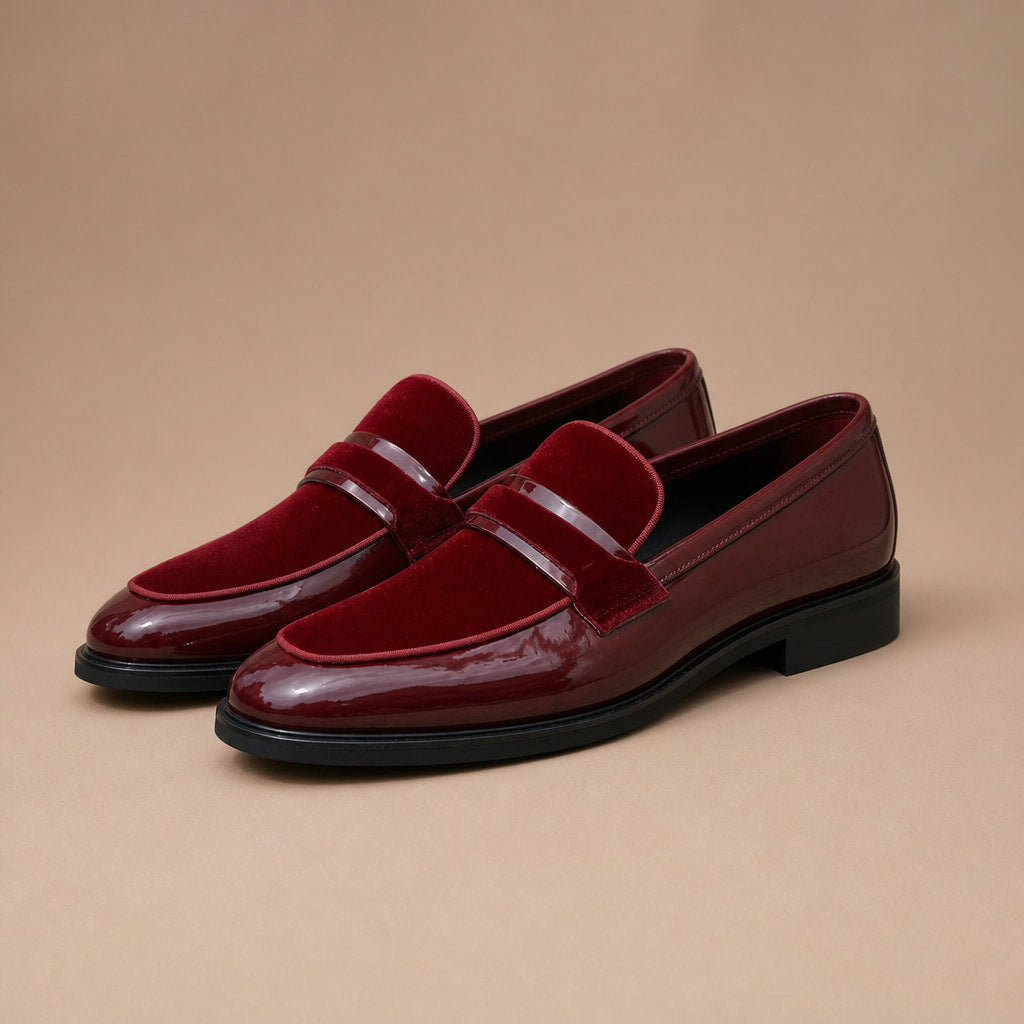 Loafer Shoes Leather Slip On Red – Product Photo