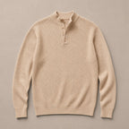 Henley Sweater Mock Neck Waffle Knit Apricot – Product Photo