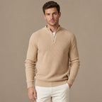 Henley Sweater Mock Neck Waffle Knit in Apricot – Tarlano Premium Menswear
