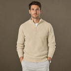 Henley Sweater Mock Neck Waffle Knit in Beige – Tarlano Premium Menswear
