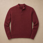 Henley Sweater Mock Neck Waffle Knit Burgundy – Product Photo