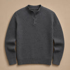 Henley Sweater Mock Neck Waffle Knit Dark Gray – Product Photo