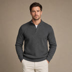 Henley Sweater Mock Neck Waffle Knit in Dark Gray – Tarlano Premium Menswear