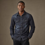 Denim Shirt Loose Fit Long Sleeve Dark Blue – Product Photo