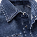 Denim Shirt Loose Fit Long Sleeve Denim Blue – Fabric and Detail Close-Up