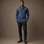 Denim Shirt Loose Fit Long Sleeve Denim Blue – Full Look