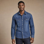 Denim Shirt Loose Fit Long Sleeve in Denim Blue – Tarlano Premium Menswear