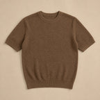 Waffle Knit T-Shirt Crew Neck Brown – Product Photo