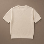Waffle Knit T-Shirt Crew Neck Cream – Product Photo