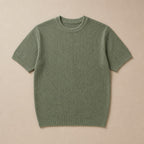 Waffle Knit T-Shirt Crew Neck Green – Product Photo