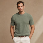 Waffle Knit T-Shirt Crew Neck in Green – Tarlano Premium Menswear