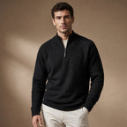 Quarter Zip Sweater Cotton Regular Fit Black – Product Photo