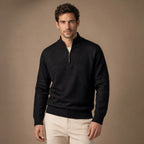 Quarter Zip Sweater Cotton Regular Fit in Black – Tarlano Premium Menswear