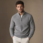 Quarter Zip Sweater Cotton Regular Fit Gray – Product Photo