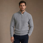 Quarter Zip Sweater Cotton Regular Fit in Gray – Tarlano Premium Menswear