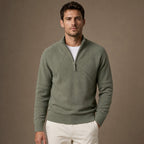 Quarter Zip Sweater Cotton Regular Fit in Green – Tarlano Premium Menswear