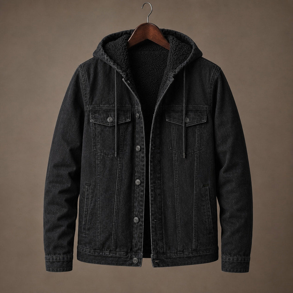 Denim Jacket Sherpa Lined Black – Product Photo