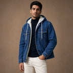 Denim Jacket Sherpa Lined Blue – Side Angle View