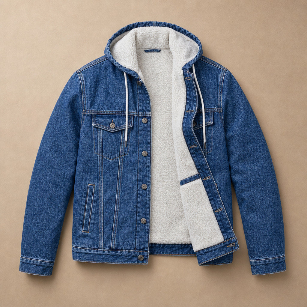 Denim Jacket Sherpa Lined Blue – Flat Lay Product Photo