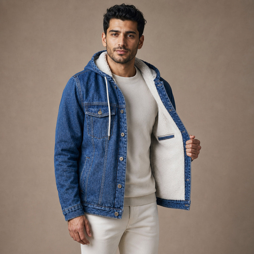 Denim Jacket Sherpa Lined Blue – Interior Lining Detail