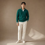 Knit Tracksuit Stand Collar Emerald Emerald – Full Look