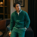Knit Tracksuit Stand Collar Emerald Emerald – Styled Editorial Shot