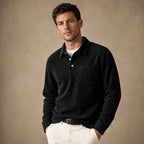 Polo Shirt Corduroy Long Sleeve Black – Product Photo