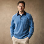 Polo Shirt Corduroy Long Sleeve Blue – Product Photo