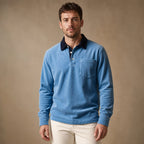 Polo Shirt Corduroy Long Sleeve in Blue – Tarlano Premium Menswear