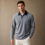 Polo Shirt Corduroy Long Sleeve Gray – Product Photo