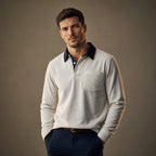 Polo Shirt Corduroy Long Sleeve White – Product Photo