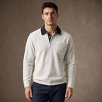 Polo Shirt Corduroy Long Sleeve in White – Tarlano Premium Menswear