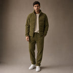 3 Piece Set Corduroy Effect Padded Gilet in Khaki – Tarlano Premium Menswear