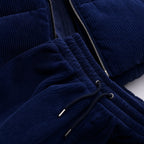 3 Piece Set Corduroy Effect Padded Gilet Navy – Fabric and Detail Close-Up