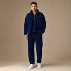 3 Piece Set Corduroy Effect Padded Gilet in Navy – Tarlano Premium Menswear