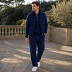 3 Piece Set Corduroy Effect Padded Gilet Navy – Styled Editorial Shot