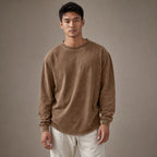 Long Sleeve Shirt Crew Neck Relaxed Fit in Brown – Tarlano Premium Menswear