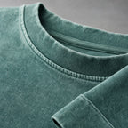 Long Sleeve Shirt Crew Neck Relaxed Fit Green – Fabric and Detail Close-Up