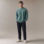 Long Sleeve Shirt Crew Neck Relaxed Fit Green – Full Look