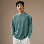 Long Sleeve Shirt Crew Neck Relaxed Fit Green – Product Photo